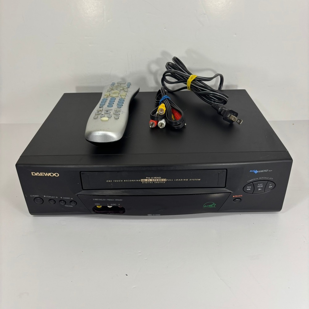 Daewoo DV-K846N VCR VHS Player Pro 4 Head Hi-Fi Stereo w/ Remote, Cables TESTED